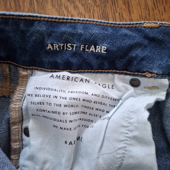 American Eagle Jeans Womens 4 Dark Blue Denim Pants AE Artist Flare Boot Stretch - Picture 9 of 16